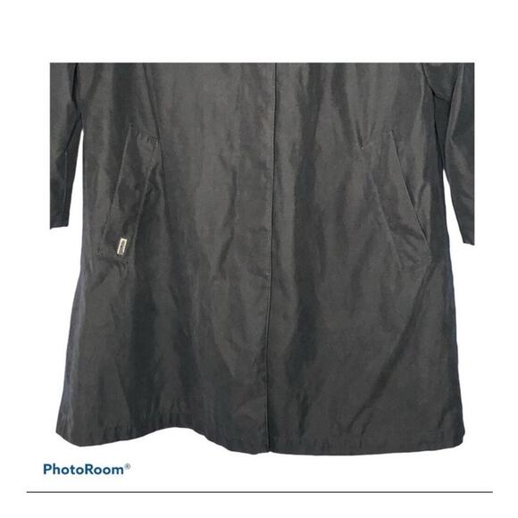 London Fog Black Waterproof Mid-Length Trench Coat Size Medium - Picture 10 of 14